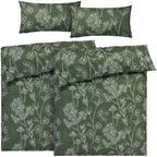 Bettwäsche "Flowers" - Grün / 2x135x200 + 2x 40x80 cm Pure Label