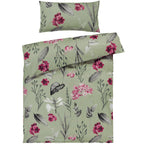 Bettwäsche "Blumen" - Salbeigrün / 135x200 + 40x80 cm Pure Label