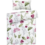 Bettwäsche "Blumen" - Weiß / 135x200 + 40x80 cm Pure Label