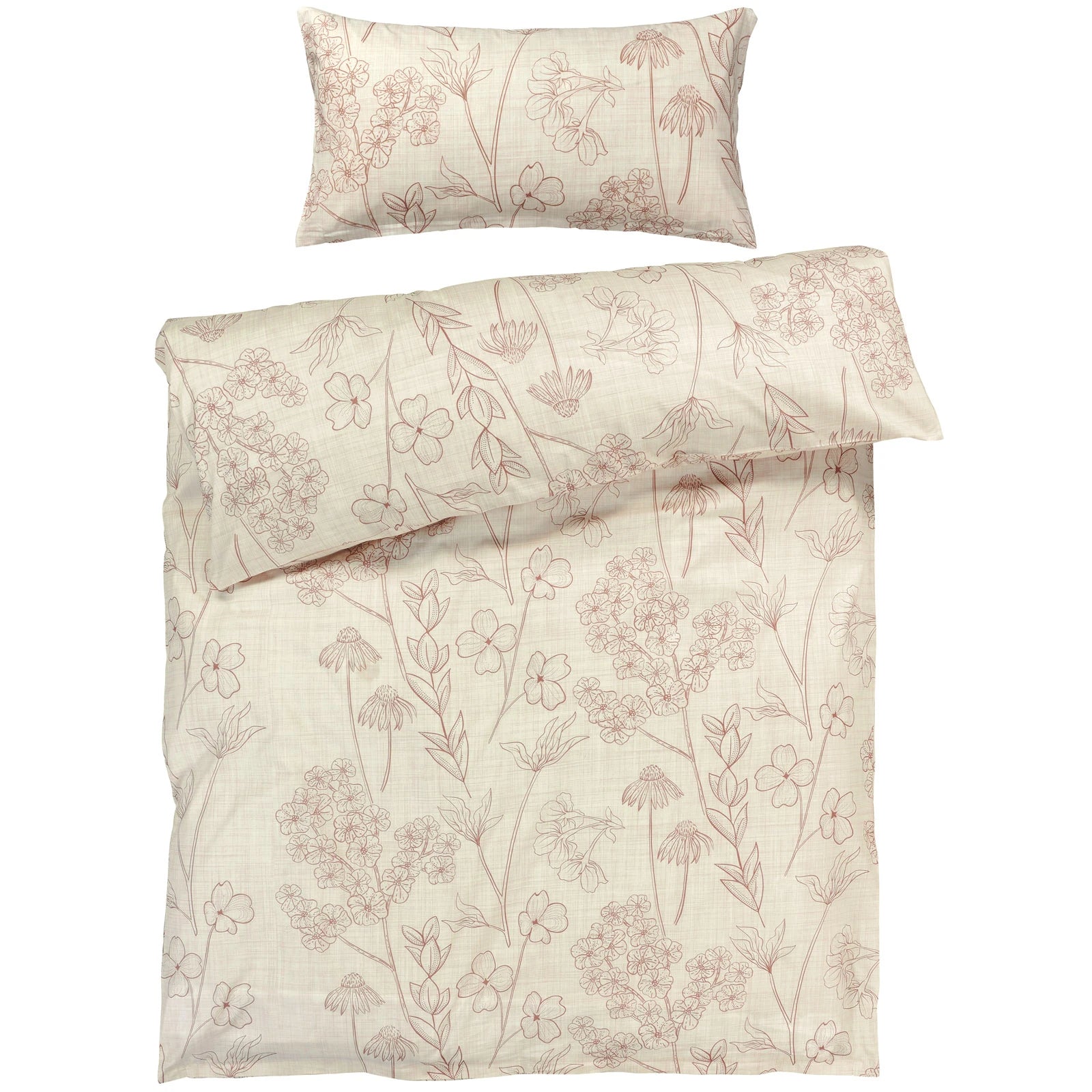 Bettwäsche "Flowers" - Creme / 135x200 + 40x80 cm Pure Label