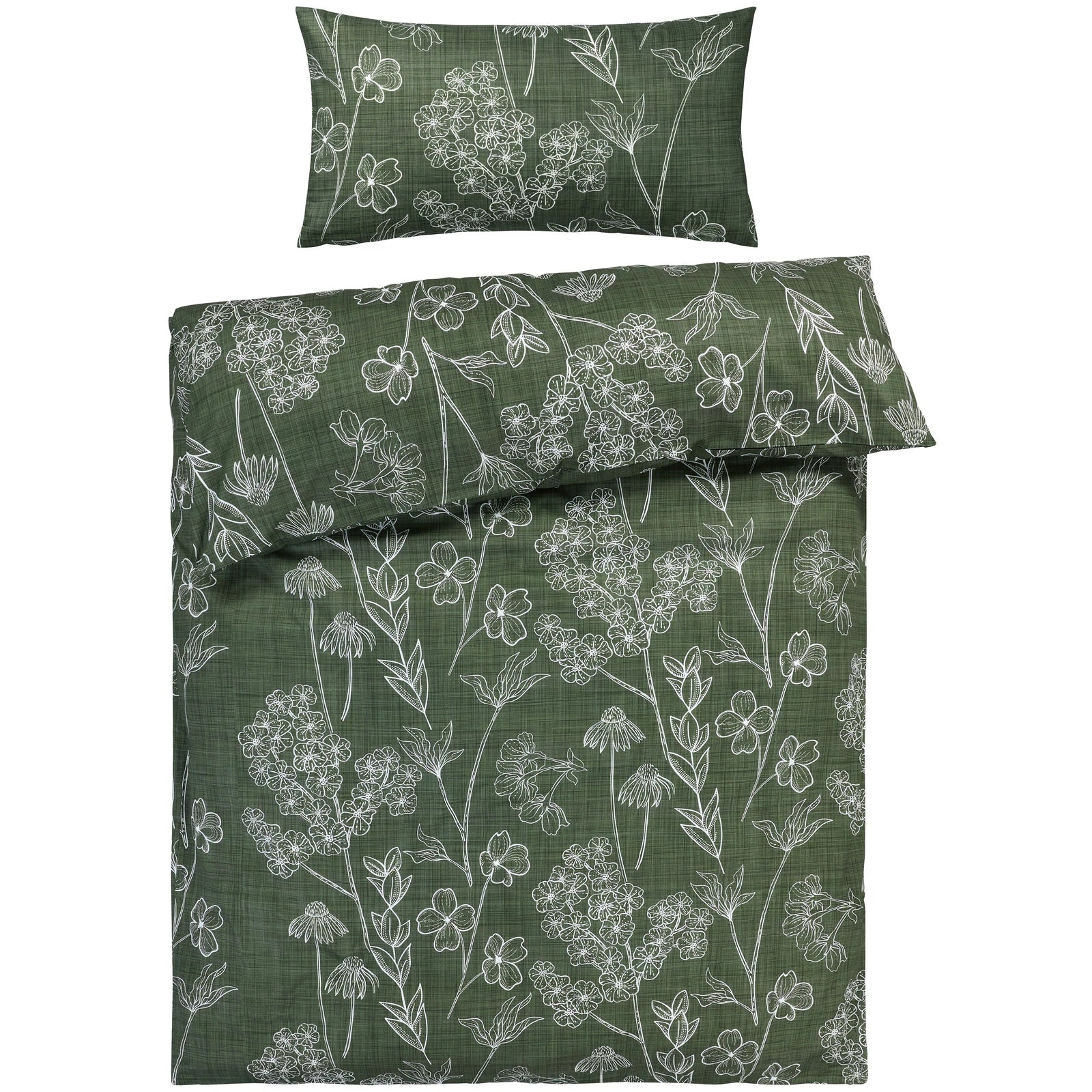 Bettwäsche "Flowers" - Grün / 135x200 + 40x80 cm Pure Label