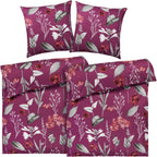 Bettwäsche "Blumen" - Beere / 155x220 + 80x80 cm Pure Label