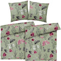 Bettwäsche "Blumen" - Salbeigrün / 155x220 + 80x80 cm Pure Label