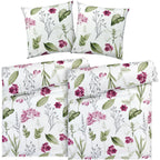 Bettwäsche "Blumen" - Weiß / 155x220 + 80x80 cm Pure Label
