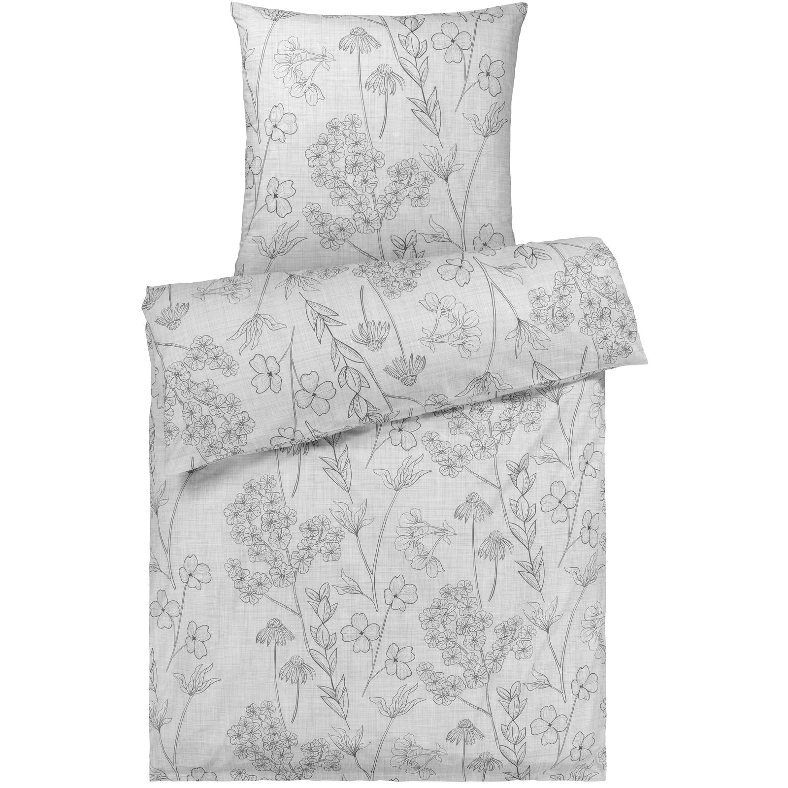 Bettwäsche "Flowers" - Hellgrau / 135x200 + 80x80 cm Pure Label