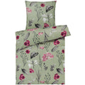 Bettwäsche "Blumen" - Salbeigrün / 135x200 + 80x80 cm Pure Label