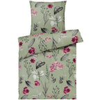 Bettwäsche "Blumen" - Salbeigrün / 135x200 + 80x80 cm Pure Label