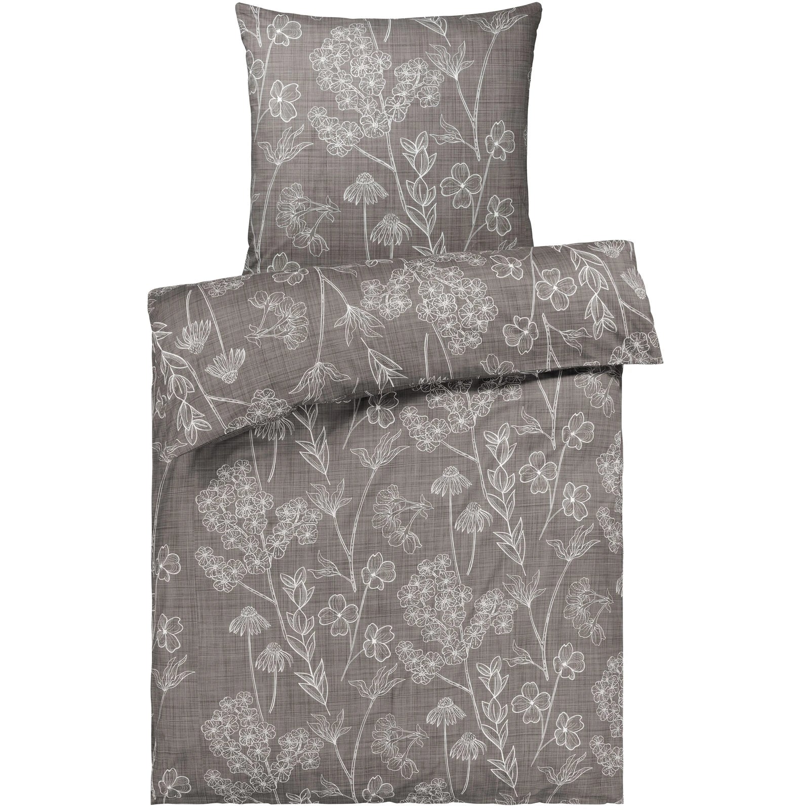 Bettwäsche "Flowers" - Taupe / 135x200 + 80x80 cm Pure Label