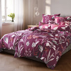 Bettwäsche "Blumen" - Beere / 135x200 + 40x80 cm Pure Label