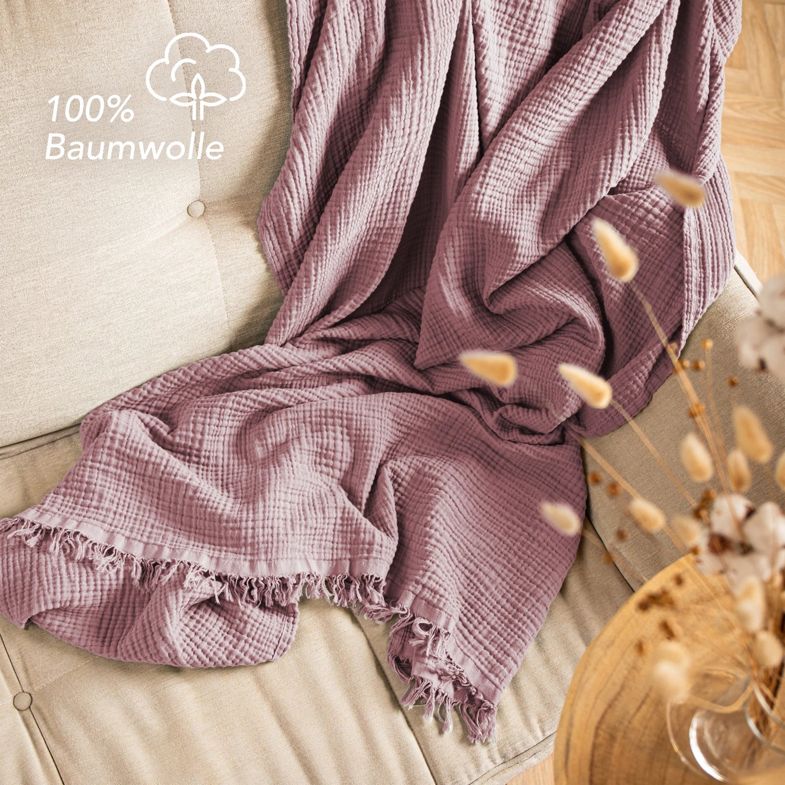 Musselin Tagesdecke - Weiß / 130x170cm Pure Label