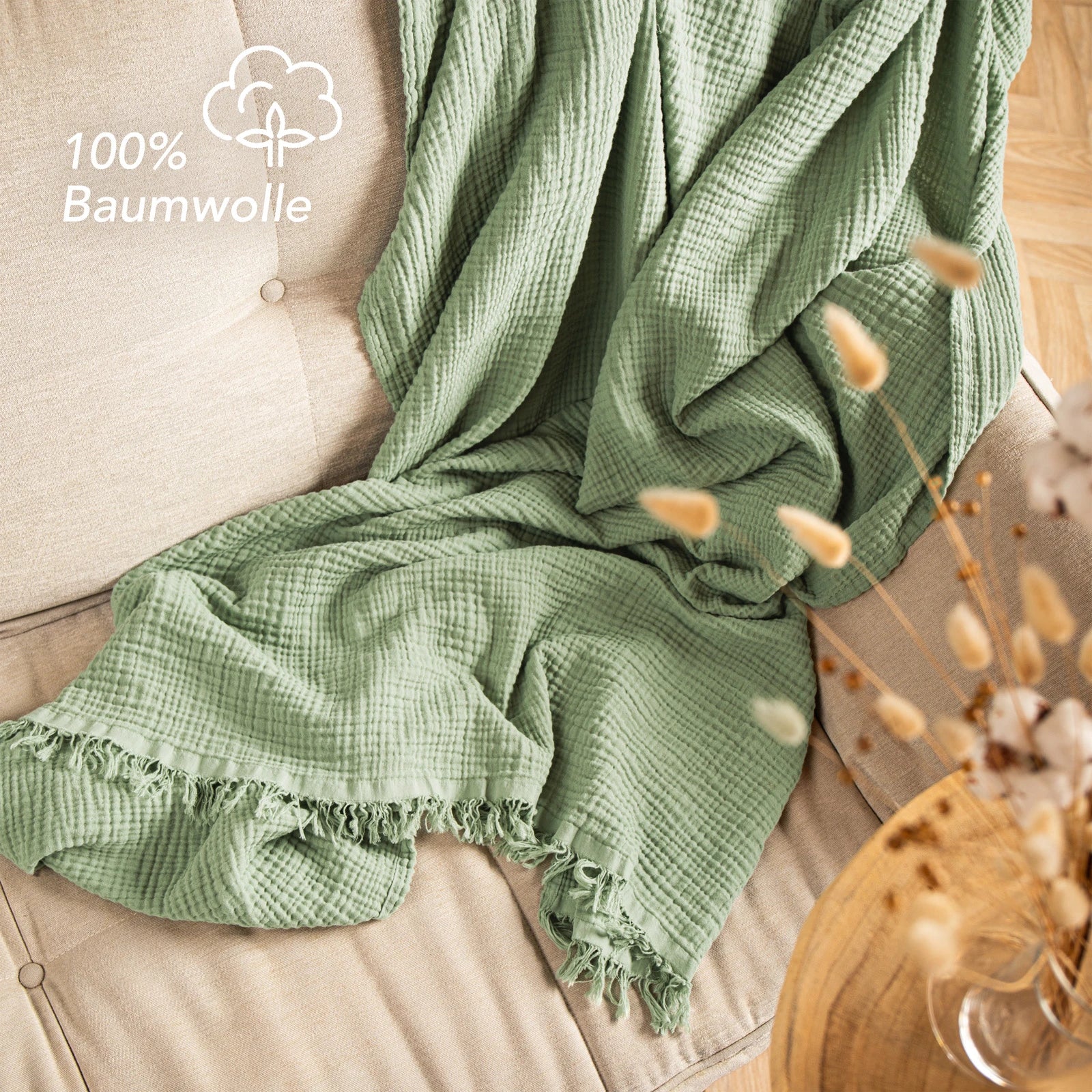 Musselin Tagesdecke - Weiß / 130x170cm Pure Label