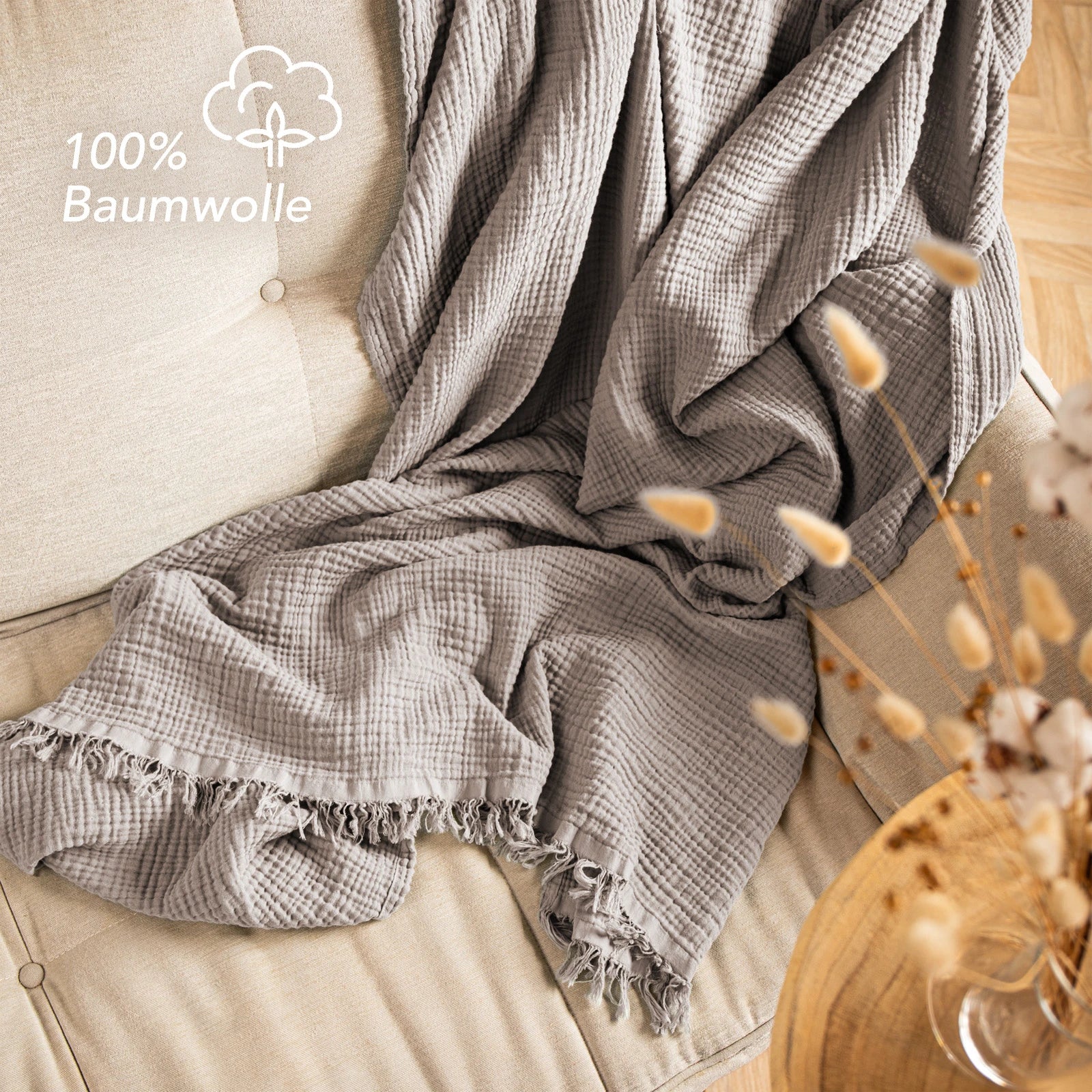 Musselin Tagesdecke - Weiß / 130x170cm Pure Label
