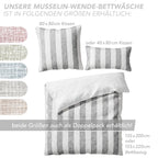 Musselin Bettwäsche  - Anthrazit  - Gestreift  135x200 40x80 cm