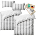 Musselin Bettwäsche  - Anthrazit  - Gestreift  2x155x220 40x80 cm