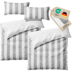 Musselin Bettwäsche  - Anthrazit  - Gestreift  2x135x200 40x80 cm