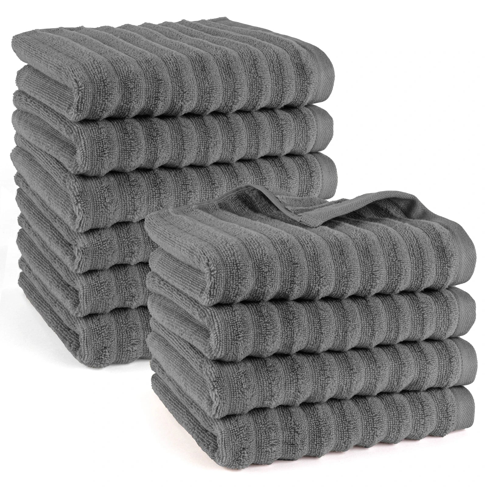 Handtuch "Waves" - Anthrazit / 10x 50x100cm Pure Label