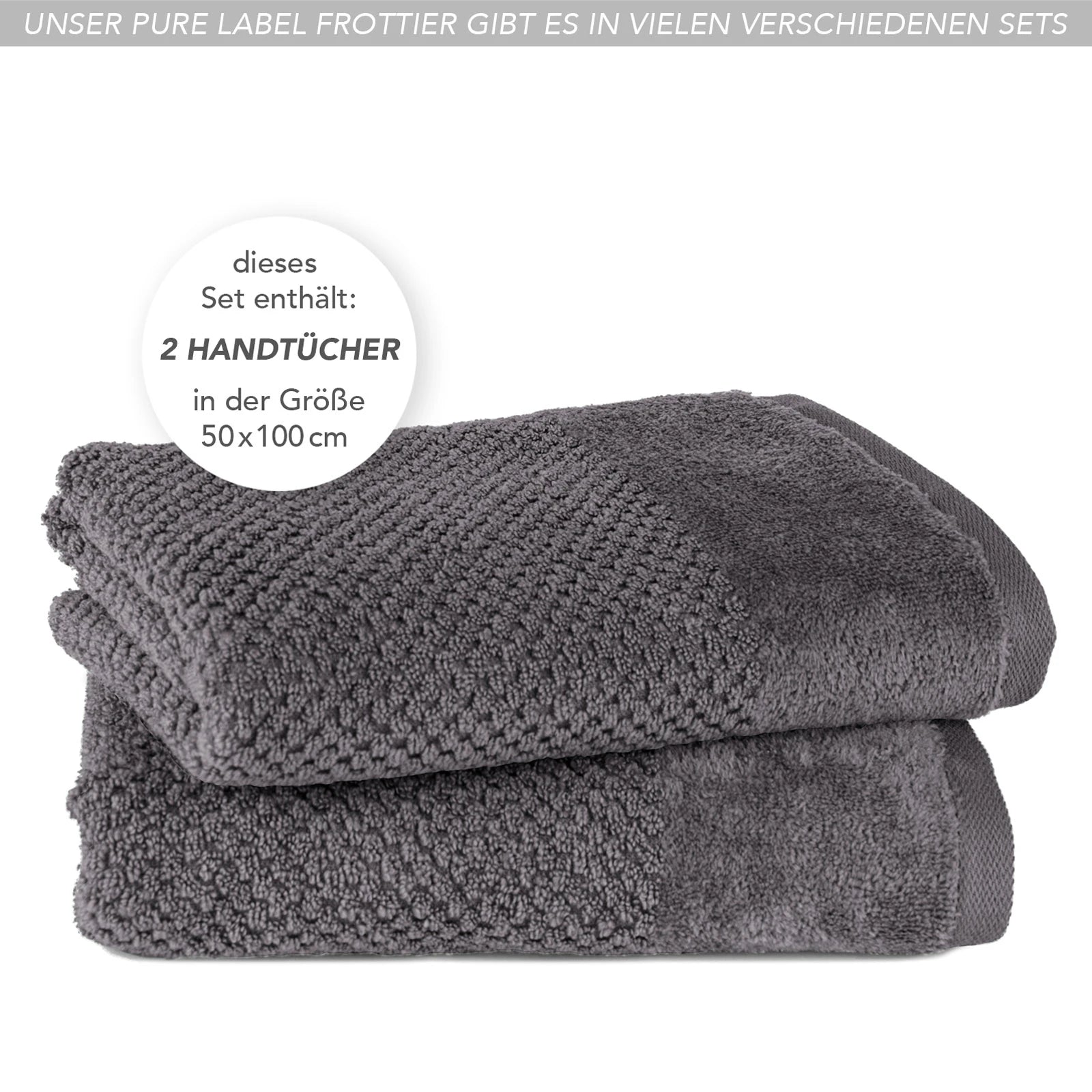Handtücher "Popcorn" - Anthrazit / 2x 50x100cm Pure Label