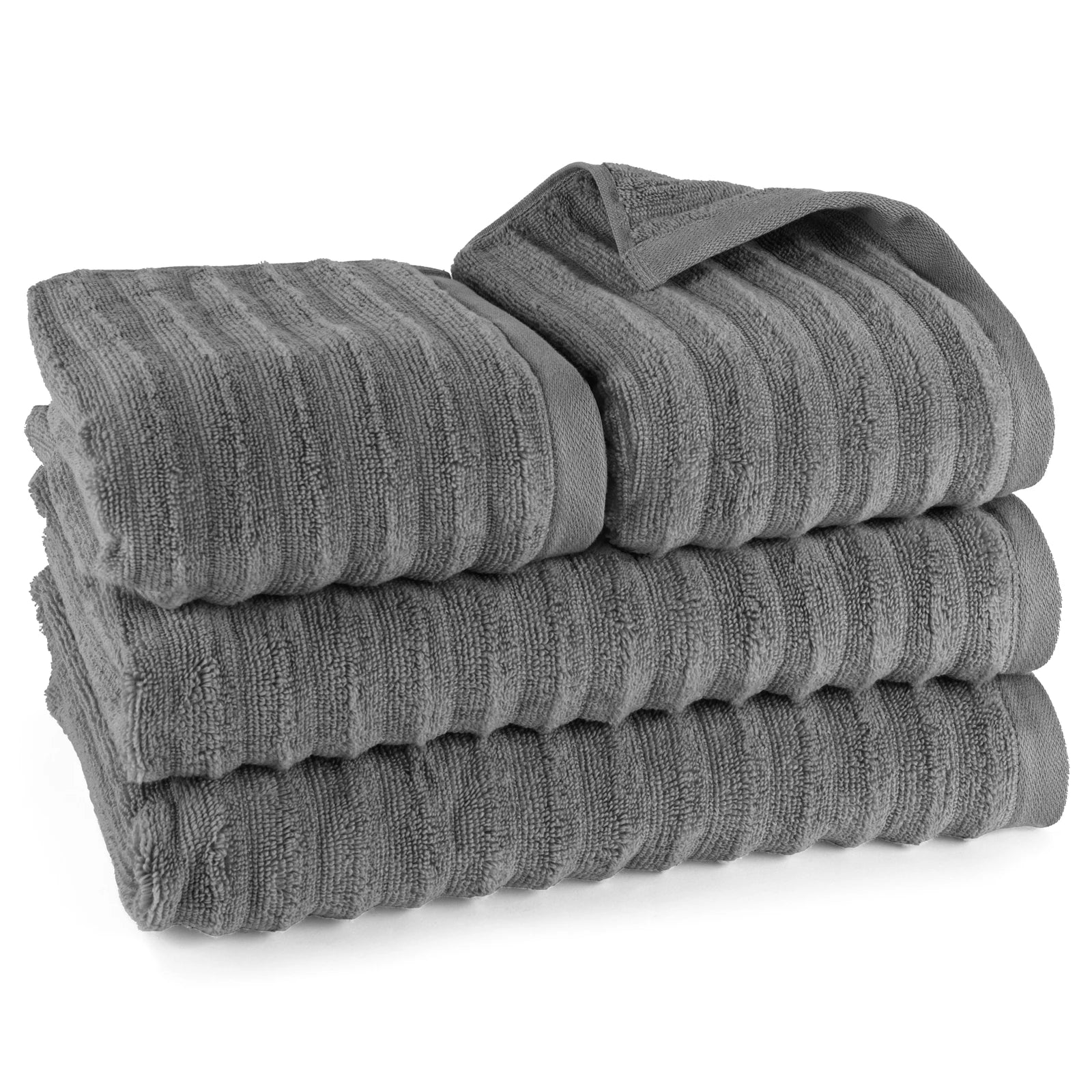 Handtuch Sets "Waves" - Anthrazit / 4x30x50 + 4x50x100 + 2x70x140 cm Pure Label