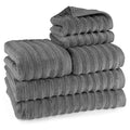 Handtuch Sets "Waves" - Anthrazit / 4x30x50 + 4x50x100 + 2x70x140 cm Pure Label