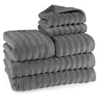 Handtuch Sets "Waves" - Anthrazit / 4x30x50 + 4x50x100 + 2x70x140 cm Pure Label