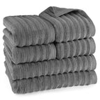 Handtuch Sets "Waves" - Anthrazit / 4x30x50 + 4x50x100 + 2x70x140 cm Pure Label