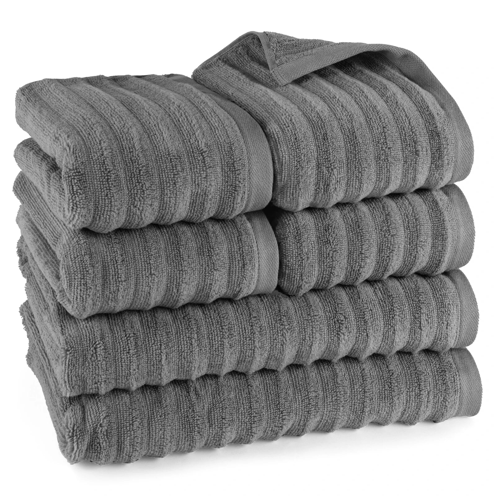 Handtuch Sets "Waves" - Anthrazit / 4x30x50 + 4x50x100 + 2x70x140 cm Pure Label