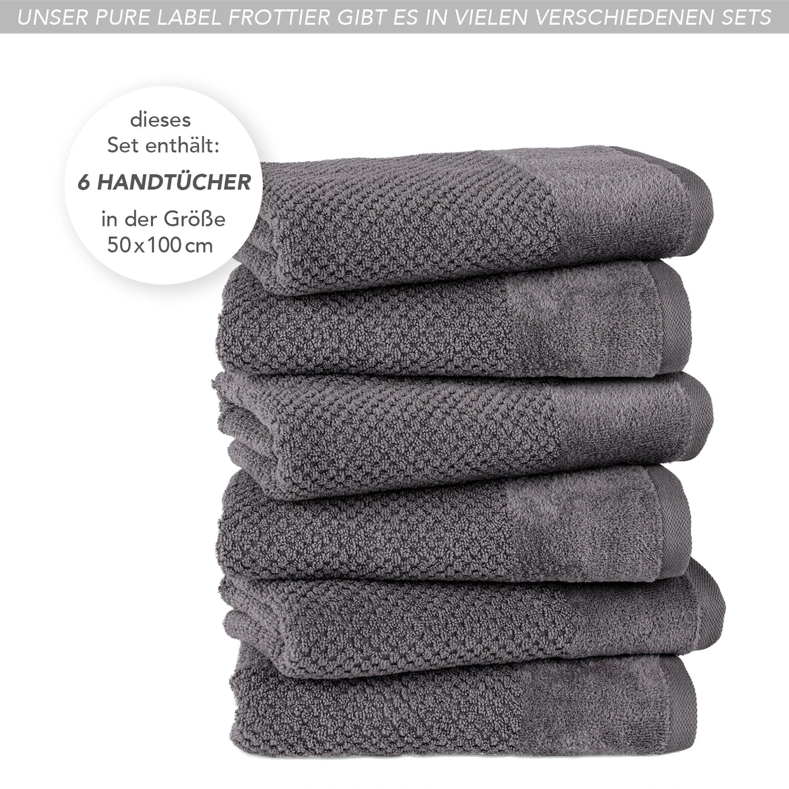 Handtücher "Popcorn" - Anthrazit / 2x 50x100cm Pure Label