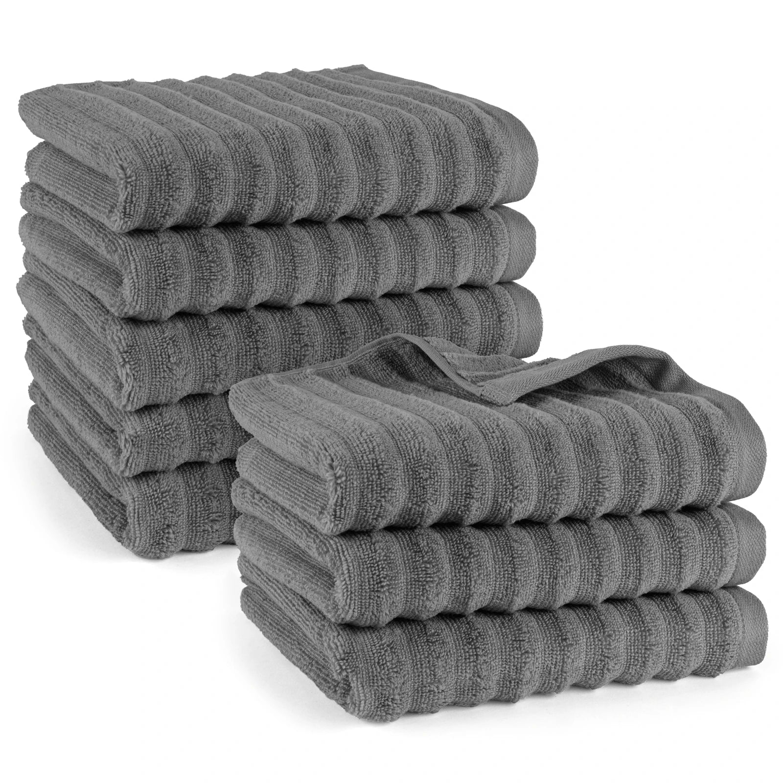 Handtuch "Waves" - Anthrazit / 8x 50x100cm Pure Label