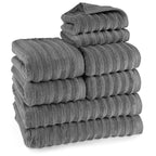 Handtuch Sets "Waves" - Anthrazit / 4x30x50 + 4x50x100 + 2x70x140 cm Pure Label