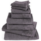 Handtuch Sets "Popcorn" - Anthrazit / 2x16x21 + 2x30x50 + 2x50x100 + 2x70x140 cm Pure Label