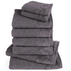 Handtuch Sets "Popcorn" - Anthrazit / 2x30x50 + 4x50x100 + 2x70x140 cm Pure Label