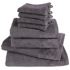 Handtuch Sets "Popcorn" - Anthrazit / 4x16x21 + 2x50x100 + 2x70x140 cm Pure Label