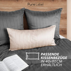 Bettwäsche Mako Satin mit Streifen - Anthrazit - 155x220 + 40x80cm