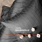 Bettwäsche Mako Satin mit Streifen - Anthrazit - 155x220 + 40x80cm