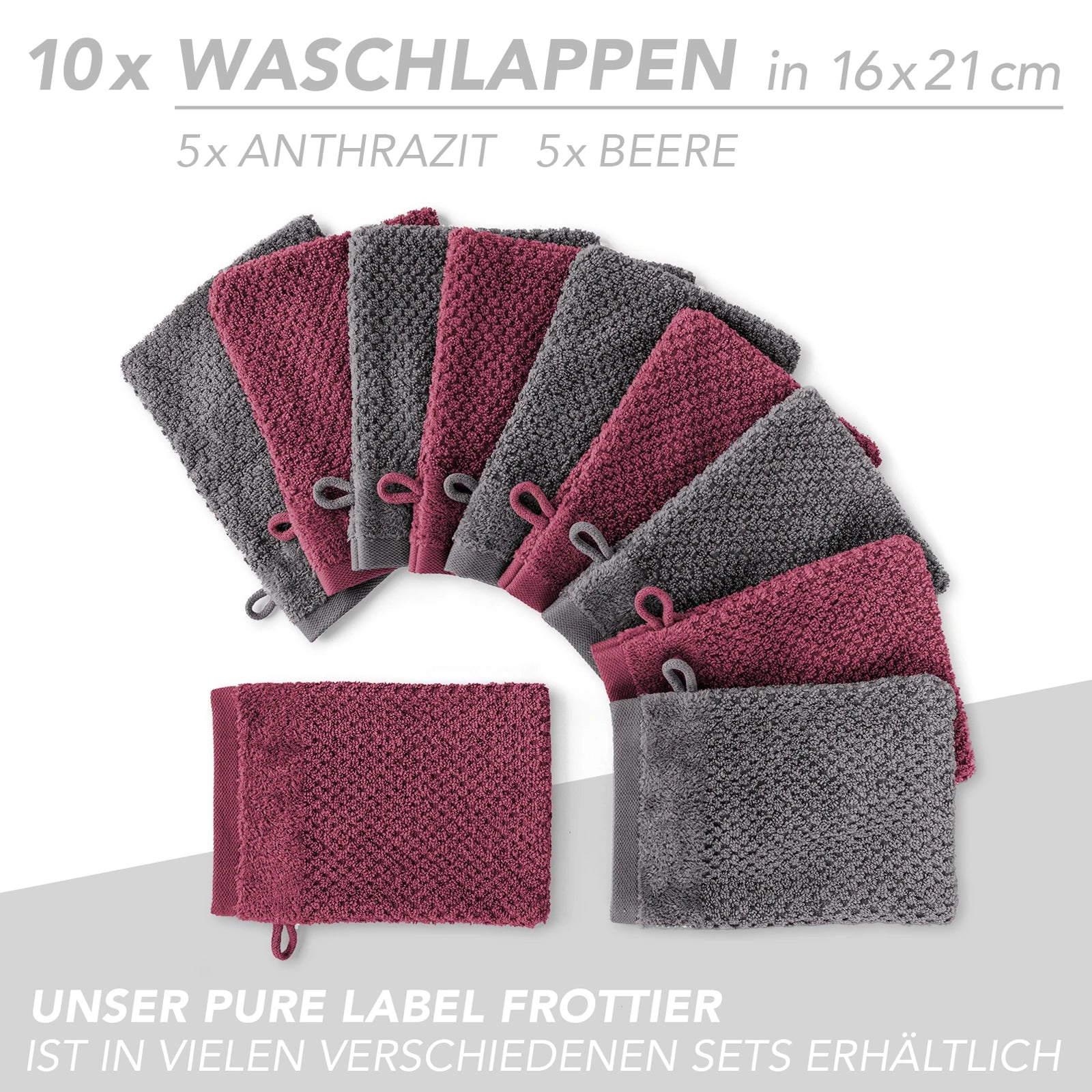 Handtuch Set "Popcorn" - Sableigrün / Stein / 2tlg. 2x70x140 cm Pure Label