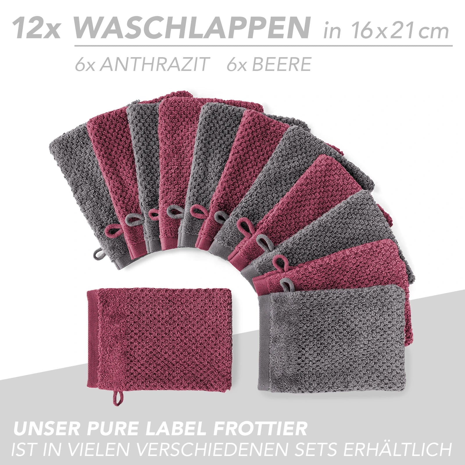 Handtuch Set "Popcorn" - Sableigrün / Stein / 2tlg. 2x70x140 cm Pure Label