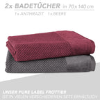 Handtuch Set "Popcorn" - Sableigrün / Stein / 2tlg. 2x70x140 cm Pure Label