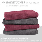 Handtuch Set "Popcorn" - Sableigrün / Stein / 2tlg. 2x70x140 cm Pure Label