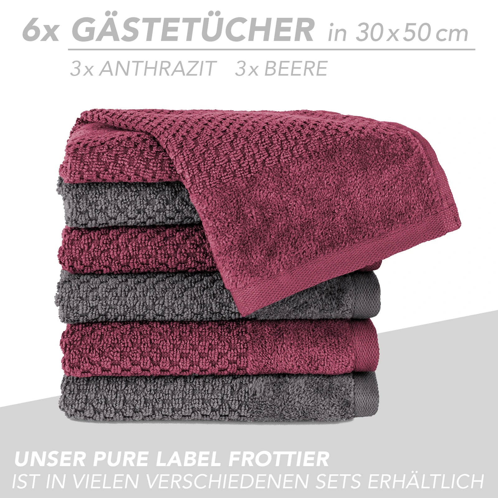 Handtuch Set "Popcorn" - Sableigrün / Stein / 2tlg. 2x70x140 cm Pure Label
