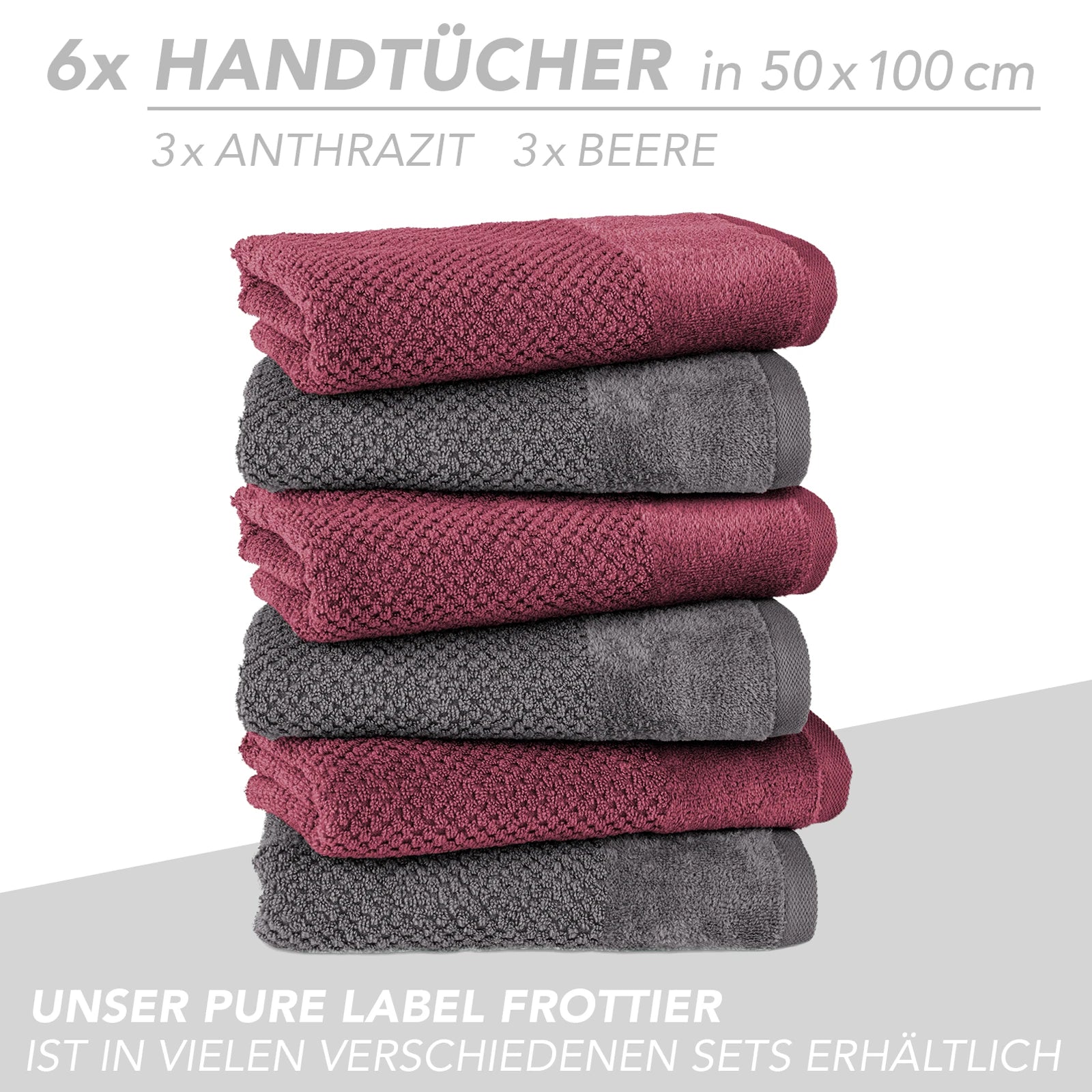Handtuch Set "Popcorn" - Sableigrün / Stein / 2tlg. 2x70x140 cm Pure Label