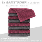 Handtuch Set "Popcorn" - Sableigrün / Stein / 2tlg. 2x70x140 cm Pure Label