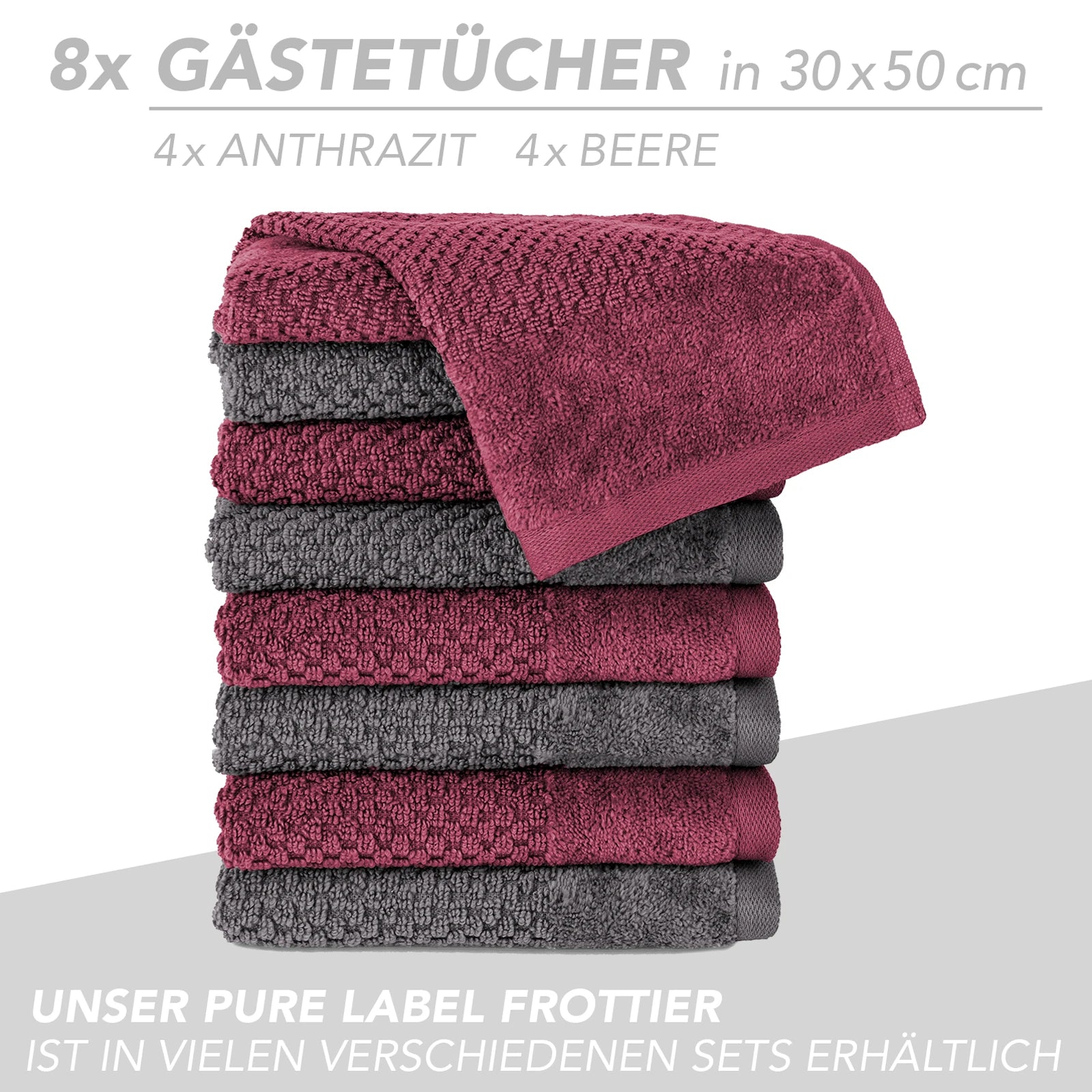 Handtuch Set "Popcorn" - Sableigrün / Stein / 2tlg. 2x70x140 cm Pure Label