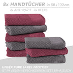 Handtuch Set "Popcorn" - Sableigrün / Stein / 2tlg. 2x70x140 cm Pure Label