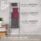 Handtuch Set "Popcorn" - Sableigrün / Stein / 2tlg. 2x70x140 cm Pure Label