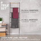 Handtuch Set "Popcorn" - Sableigrün / Stein / 2tlg. 2x70x140 cm Pure Label