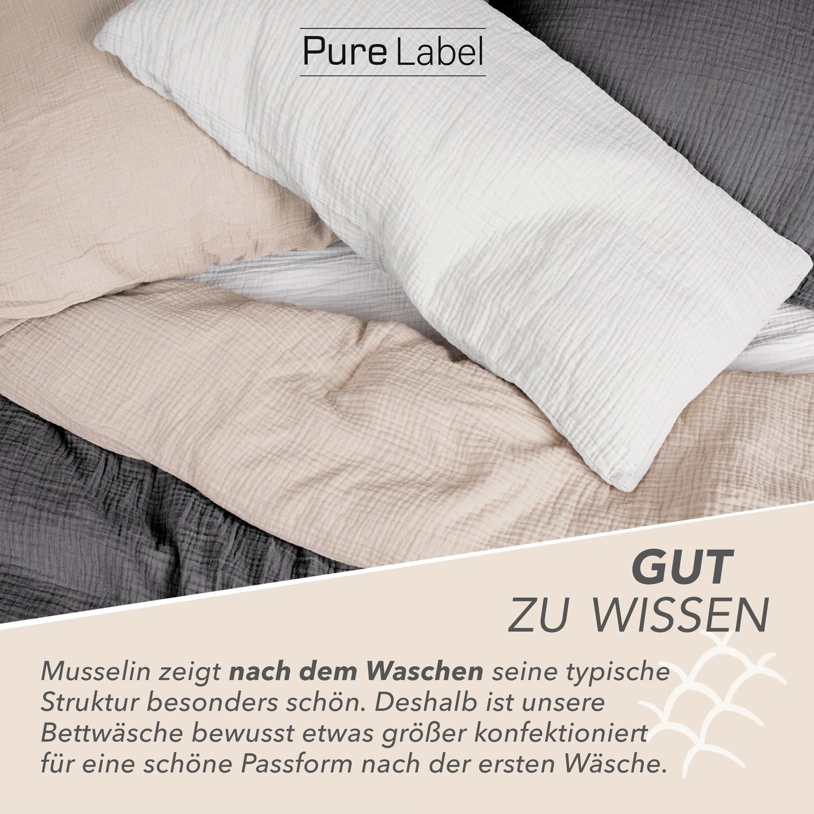 Musselin Bettwäsche Sets - Anthrazit - 2x155x220 + 2x80x80 cm