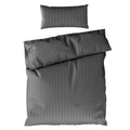 Bettwäsche Mako Satin mit Streifen - Anthrazit - 155x220 + 40x80cm