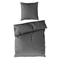 Bettwäsche Mako Satin mit Streifen - Anthrazit - 155x220 + 80x80cm