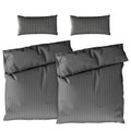 Bettwäsche Mako Satin mit Streifen - Anthrazit - 2x155x220 + 2x40x80cm
