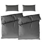 Bettwäsche Mako Satin mit Streifen - Anthrazit - 2x155x220 + 2x40x80cm